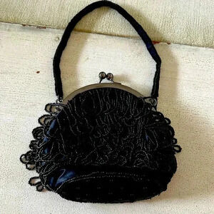 Black beaded evening bag